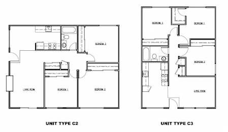 Two floor plans for Unit Type C2 and C3 are shown.