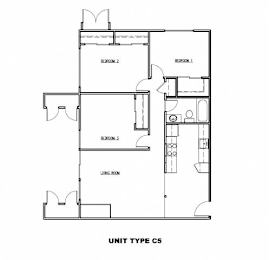 A floor plan of a unit type C5 with three bedrooms and a living room.