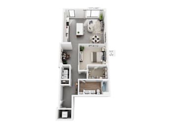 The Morgan – 1,070 sq ft 1-bedroom loft Cole Motor Indianapolis | near Cultural Trail, Monument Circle