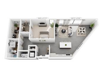 The Ornaby with Den – 1,080 sq ft 1-bedroom plus den loft Cole Motor Indianapolis | home office