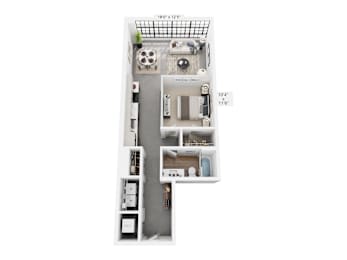 The Jarret – 781 sq ft 1-bedroom loft Cole Motor South Building Indianapolis | Cole Noble District