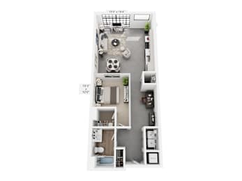 The Joseph – 880 sq ft 1-bedroom loft Cole Motor Indianapolis | polished concrete, Cole Noble District