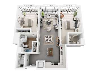 The Russell – 1,078 sq ft 2-bedroom 1-bath loft Cole Motor Indianapolis | near Gainbridge Fieldhouse