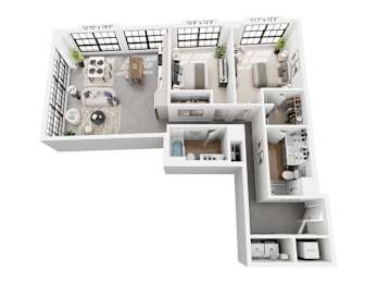 The Vertree – 1,241 sq ft 2-bedroom 2-bath loft Cole Motor Indianapolis | near Eli Lilly, Mass Ave