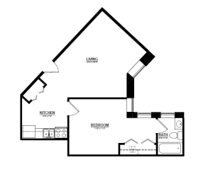 1 Bedroom C 1 Bath Floor Plan at The Argyle on Mass Ave, Indianapolis, IN, 46202