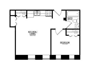1 Bedroom G 1 Bath Floor Plan at The Argyle on Mass Ave, Indianapolis