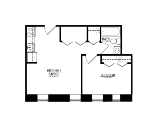 1 Bedroom D 1 Bath Floor Plan at The Argyle on Mass Ave, Indianapolis, IN