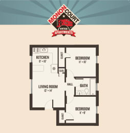 Monon Court - 2 Bedrooms Floor Plan at Monon Living, Indianapolis, IN