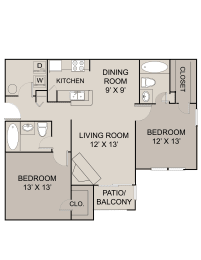 a floor plan of a small house with a kitchen and a living room