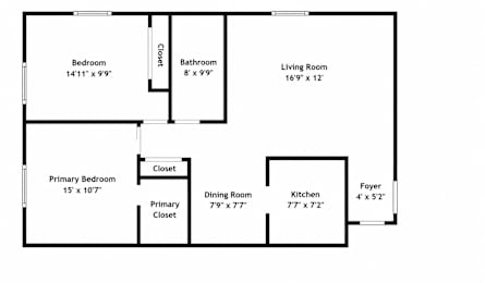 A black and white image of a floor plan for a house.