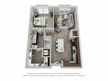 A2 Floor Plan at The Foundry, South Bend, IN