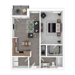 Fletcher Floor Plan at Gathyr Apartments, Indianapolis, 46202