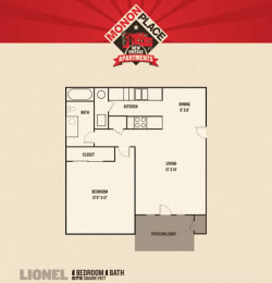 Monon Place I - 1 Bedroom Floor Plan at Monon Living, Indiana, 46220
