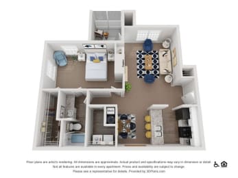 ONE BEDROOM DELUXE Floor Plan at The Summit at Avent Ferry, Raleigh, NC