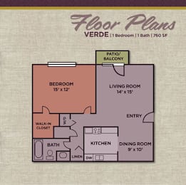 VERDE Floor Plan at Gramercy Apartments, Carmel, 46032