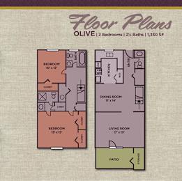 Olive Floor plan at Gramercy Apartments, Carmel, IN