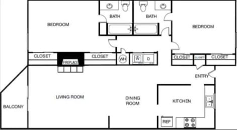 2 bed 2 bath A at Landmark at Lyncrest Reserve Apartments, Nashville, Tennessee