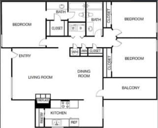 3 bed 2 bath at Landmark at Lyncrest Reserve Apartments, Nashville, TN, 37209