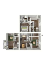 a 3176 sq ft floor plan of a 2100 sq foot apartment at Elea Apartments in Marietta, GA