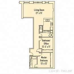2 bed 2 bath floorplan 1 at Indy Living Apartments, Indiana