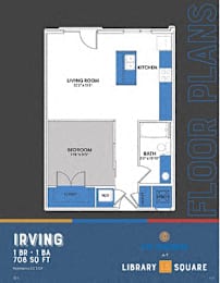 1 bedroom one bathroom floorplan 1 at Indy Living Apartments, Indianapolis, Indiana