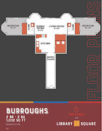 2 bed 2 bathroom floorplan at Indy Living Apartments, Indianapolis, IN, 46204