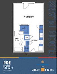 Studio 1 bath floorplan at Indy Living Apartments, Indiana, 46204