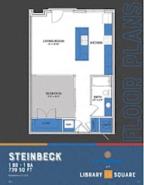 1 bedroom one bathroom floorplan with closet at Indy Living Apartments, Indianapolis, IN