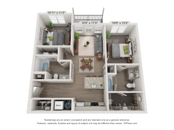 bedroom floor plan at the approach at summit park apartments in hendersonville, nc