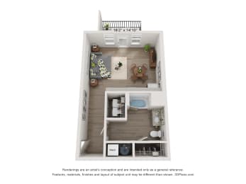 a floor plan of a 1 bedroom apartment