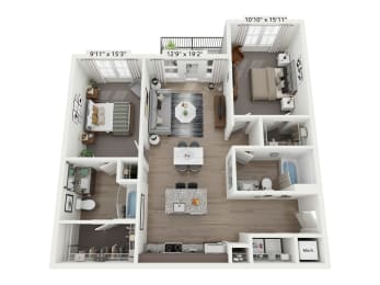 a floor plan of a 1 bedroom apartment at the residences at silver hill in suitland, at Plat 4 at Research Triangle in Durham, NC