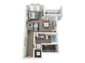 a floor plan of a 1 bedroom apartment at Plat 4 at Research Triangle in Durham, NC