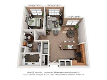 A1B Floor Plan at The Foundry, South Bend