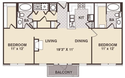 2 bed 2 bathroom Society Hill Floor Plan at Providence at Old Meridian, Carmel, 46032