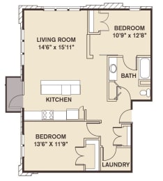 2 bed 1 bath Statan Island Floor Plan at Providence at Old Meridian, Carmel, Indiana