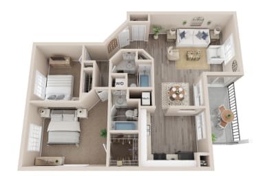 2 bed 2 bath Sequoia floor plan, 965 Sq. Ft. at The Winds at Poplar Creek, 1900 Windsong Drive, Schaumburg