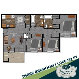 Three Bedroom Floor Plan at Autumn Oaks, New Castle, Indiana