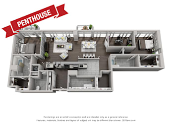 2 bedroom 2 bathroom N Windsor Floor Plan at CityWay Apartments, Indiana