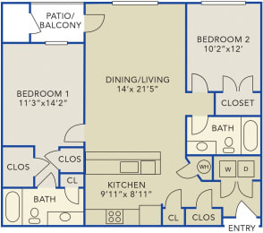  Floor Plan Two bedroom apartment