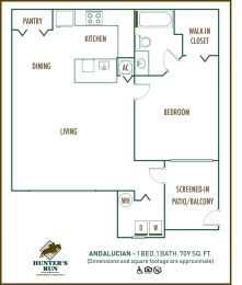 1 Bed 1 Bath Floor Plan at Hunters Run, Florida, 32068