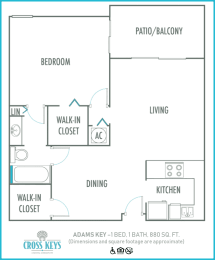 One bedroom floor plan Cross Keys in North Lauderdale Florid