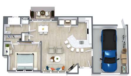 1 Bedroom 1 Bath Floor Plan at Cottages at Laguna, Sacramento