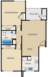 2 bedroom 1 bath downstairs floorplan at Devonwood and First Place Apartments, Battle Ground Washington