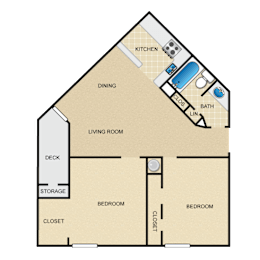 A simple diagram of a house layout with labeled rooms.