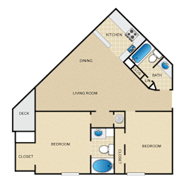 A simple diagram of a house layout with labeled rooms.