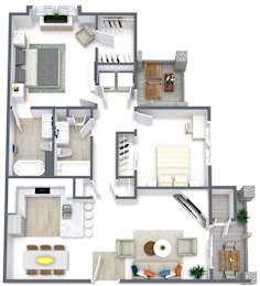 2 Bedroom Floor Plan at Cottages at Laguna, Sacramento, 95823