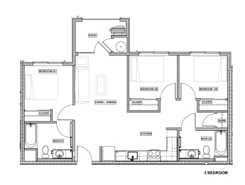 a floor plan of a small house at Lincoln Avenue Apartments, Calistoga