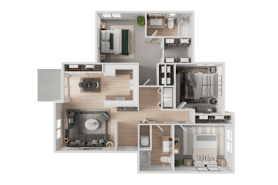 3 Bed 2 Bath Floor Plan at Troutdale Terrace, Troutdale, 97060