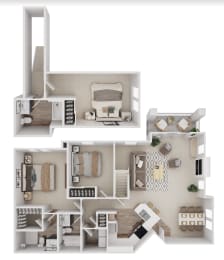 Clocktower Village 3x3 3D floor plan