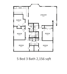 a floor plan of 5 bed 3 bath 2,156 sqft at THE EASTWOOD, AUSTIN, TX
